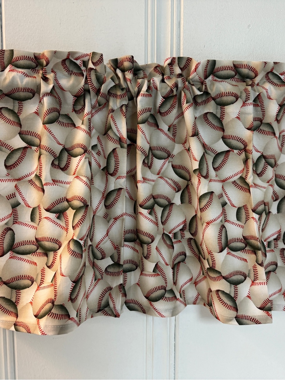 Baseball window valance curtain